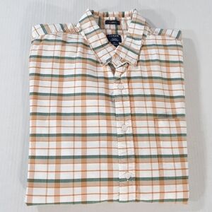 J Crew Plaid Flex Oxford Shirt in Ivory Rough Amber
